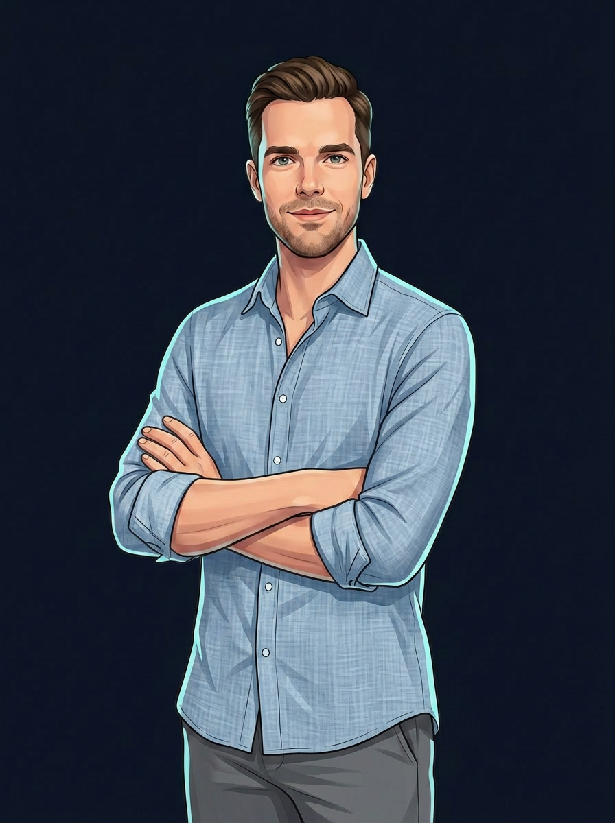 Stylised full-body avatar of Matthew Platt, co-founder of opmodal